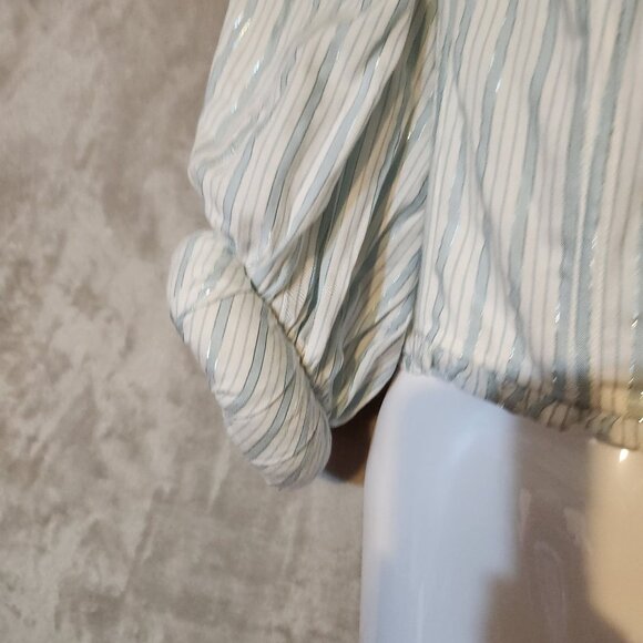 For Love/Lemons Leslie Puff Sleeve Crop Corset Women's 1X Blue/White Striped Top - Picture 7 of 7